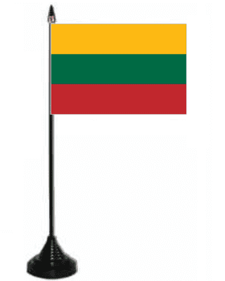 Lithuania Desk / Table Flag with plastic stand and base.