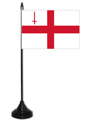 London City Desk / Table Flag with plastic stand and base.