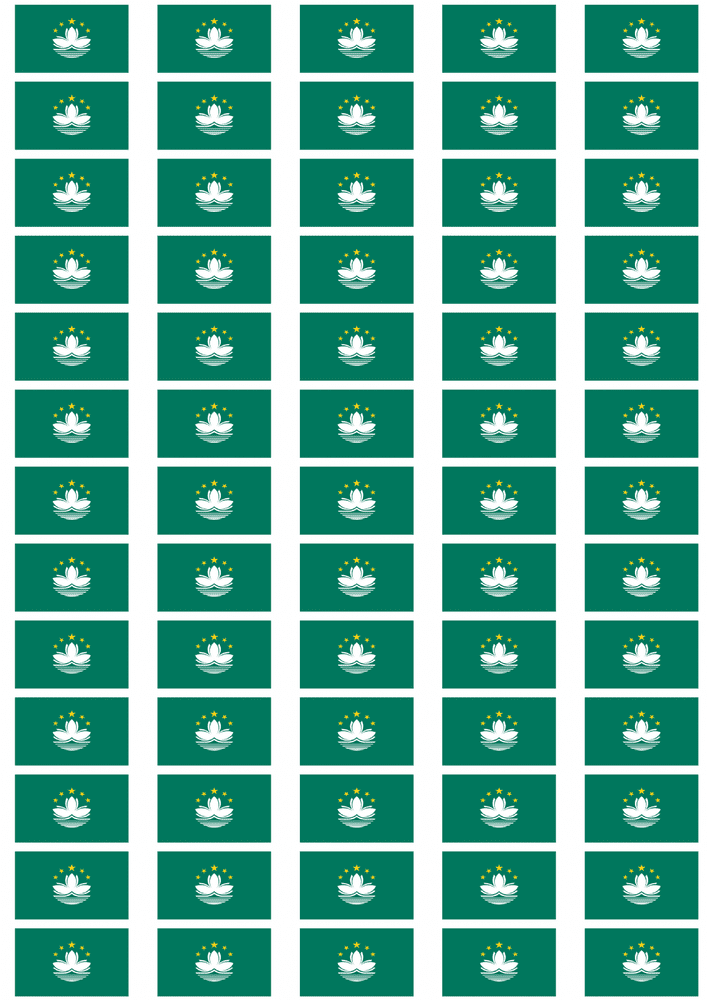 Macau Flag Stickers - 65 per sheet