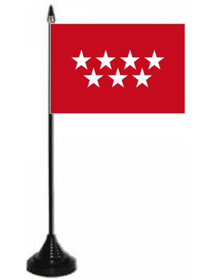 Madrid Desk / Table Flag with plastic stand and base.