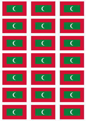 Maldives Flag Stickers - 21 per sheet