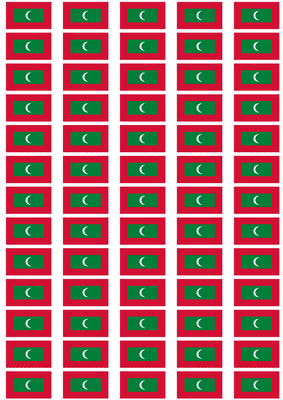 Maldives Flag Stickers - 65 per sheet
