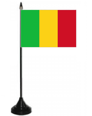 Mali Desk / Table Flag with plastic stand and base.