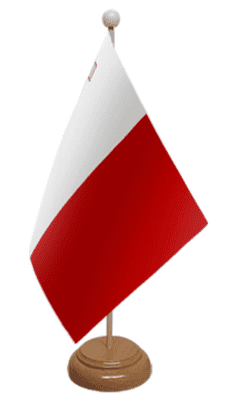 Malta Desk / Table Flag with wooden stand and base
