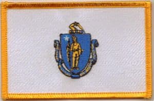 Massachusetts Embroidered Flag Patch, style 08.