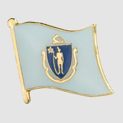 Massachusetts US State Flag Enamel Pin Badge - small