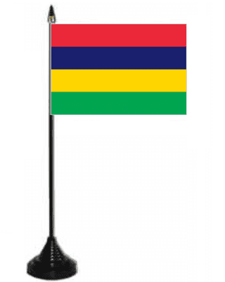 Mauritius Desk / Table Flag with plastic stand and base.
