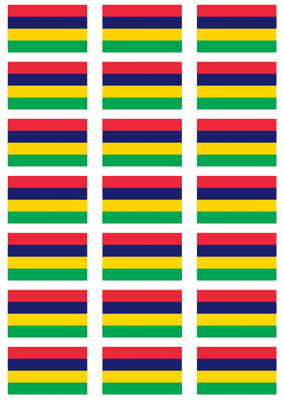Mauritius Flag Stickers - 21 per sheet