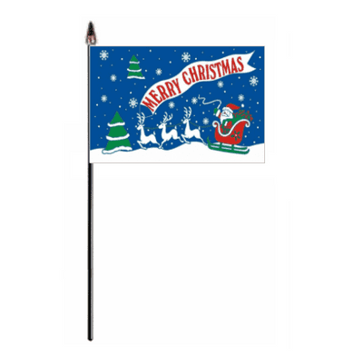 Merry Christmas Blue Hand Flag - Small