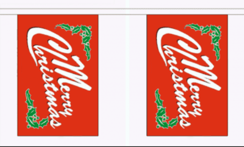 Merry Christmas Bunting, rectangular, 9 metre