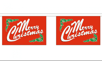 Merry Christmas Bunting, rectangular horizontal, 9 metre