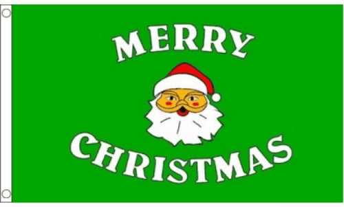 Merry Christmas Green Large Christmas Flag - 5' x 3'.
