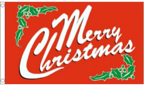 Merry Christmas Red Large Christmas Flag - 5' x 3'.