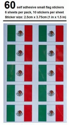Mexico Country Flag Stickers (pack of 60).