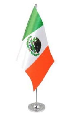 Mexico Desk / Table Flag with chrome stand and base.