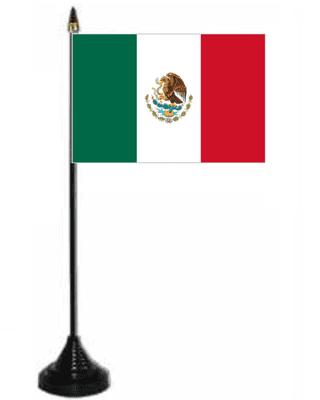 Mexico Desk / Table Flag with plastic stand and base.