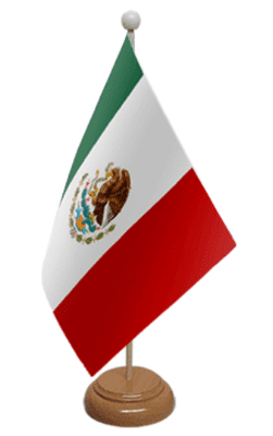 Mexico Desk / Table Flag with wooden stand and base