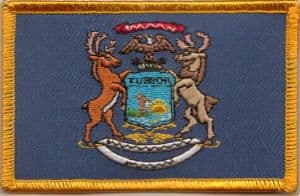 Michigan Embroidered Flag Patch, style 08.