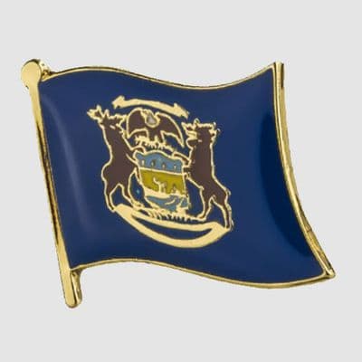 Michigan US State Flag Enamel Pin Badge - small