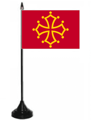 Midi-Pyrénées Desk / Table Flag with plastic stand and base.