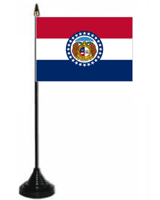 Missouri Desk / Table Flag with plastic stand and base.