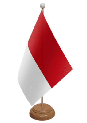 Monaco Desk / Table Flag with wooden stand and base