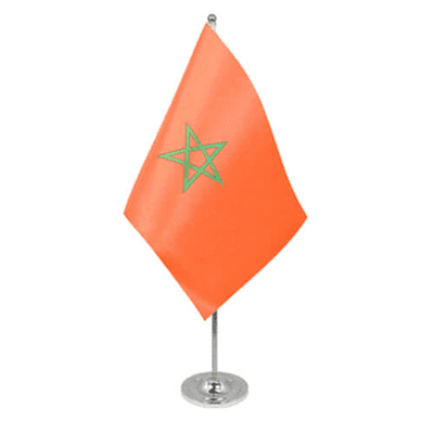 Morocco Desk / Table Flag with chrome stand and base