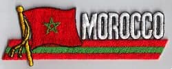 Morocco Embroidered Flag Patch, style 01.
