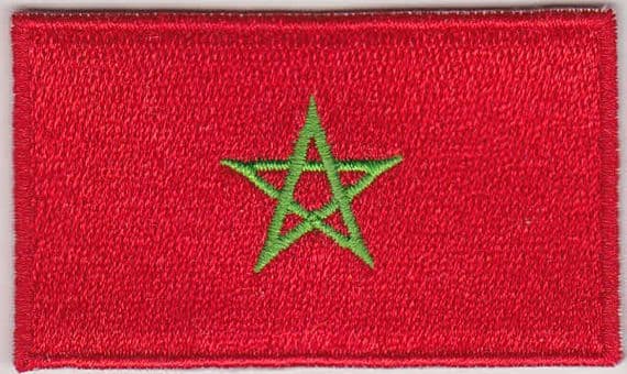 Morocco Embroidered Flag Patch, style 04.