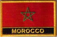 Morocco Embroidered Flag Patch, style 09.