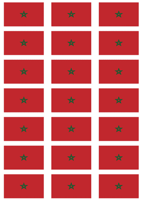 Morocco Flag Stickers - 21 per sheet