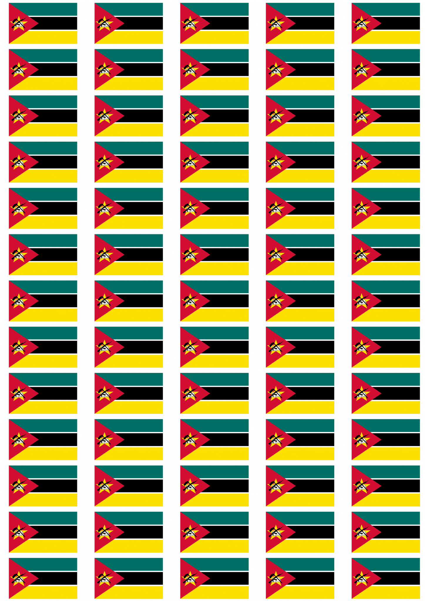 Mozambique Flag Stickers 65 per sheet