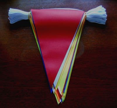 Multi-coloured bunting, triangular, 13 metre