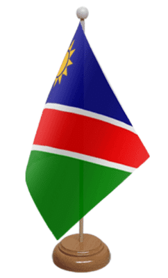 Namibia Desk / Table Flag with wooden stand and base
