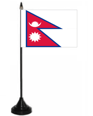 Nepal Desk / Table Flag with plastic stand and base.