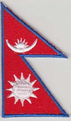 Nepal Embroidered Flag Patch, style 04.