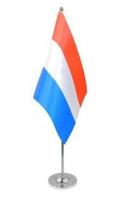 Netherlands Desk / Table Flag with chrome stand and base.