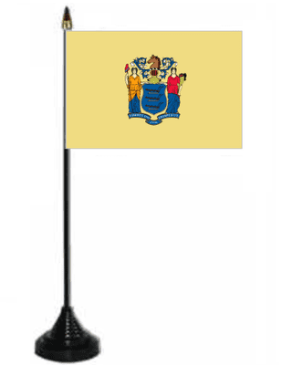 New Jersey Desk / Table Flag with plastic stand and base.