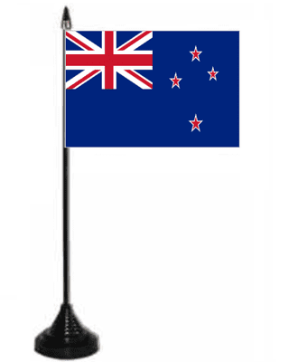 New Zealand Desk / Table Flag with plastic stand and base.