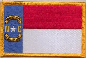 North Carolina Embroidered Flag Patch, style 08.