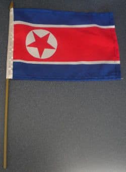 North Korea Country Hand Flag.