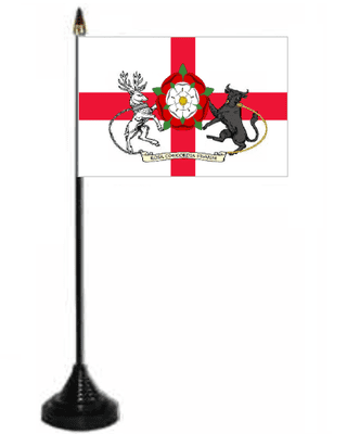 Northamptonshire Old Council Desk / Table Flag with plastic stand and base.