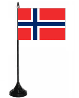 Norway Desk / Table Flag with plastic stand and base.
