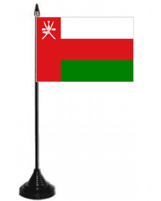 Oman Desk / Table Flag with plastic stand and base.