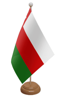 Oman Desk / Table Flag with wooden stand and base