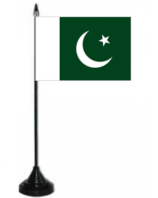 Pakistan Desk / Table Flag with plastic stand and base.