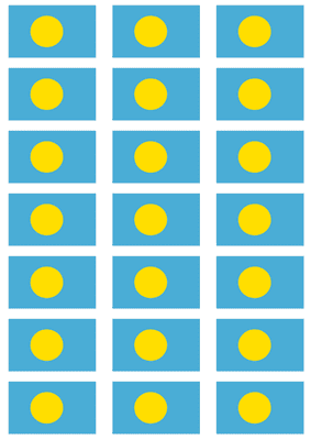 Palau Flag Stickers - 21 per sheet