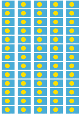 Palau Flag Stickers - 65 per sheet