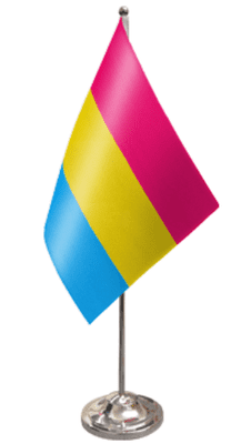 Pansexual Pride Desk / Table Flag with chrome stand and base