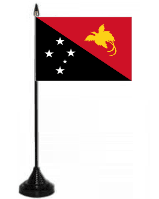 Papua New Guinea Desk / Table Flag with plastic stand and base.